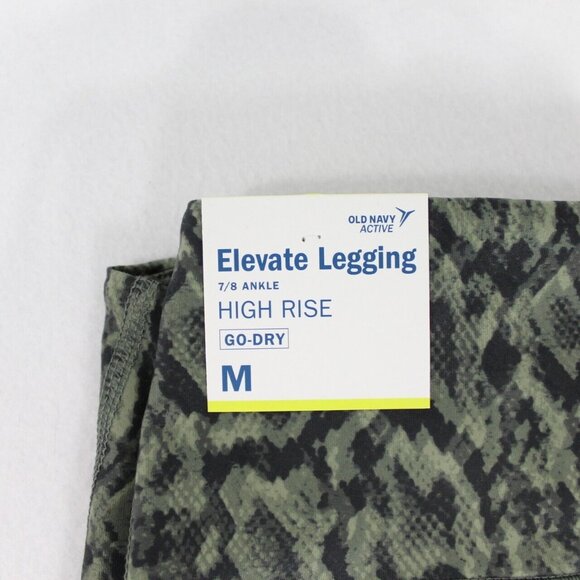 Old Navy Womens Green Snake Skin Pattern High Rise Elevate Leggings M 7/8 Ankle - Picture 2 of 5